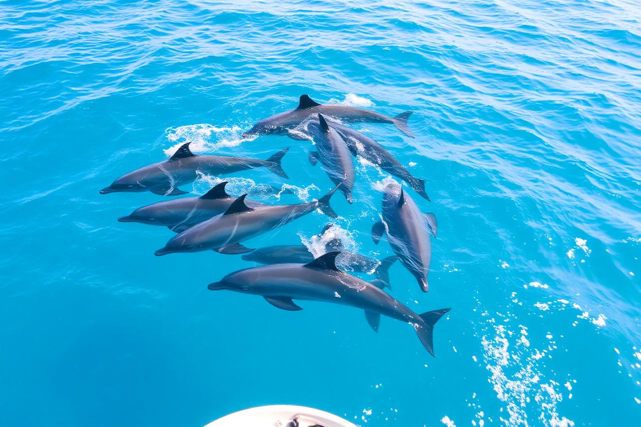 Dolphin watching in Tamarin Bay
